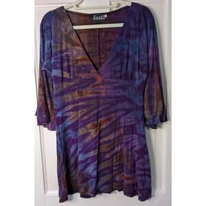Jarli Tie Dye Tunic Top Hippie Boho Woman's M Y2K(802)